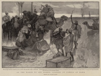 Na Marcha para Abu Hamed, carregando camelos ao amanhecer de Frank Craig