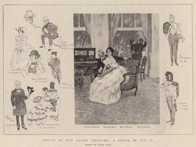 "Nosso" no Globe Theatre, uma Cena no Acto II (litho) de Frank Craig