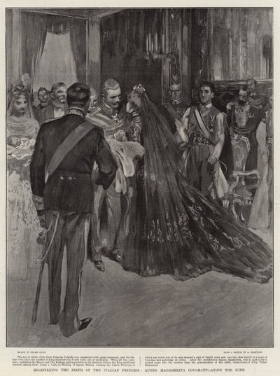 Registrando o Nascimento da Princesa Italiana, a Rainha Margherita parabenizando o Rei de Frank Craig