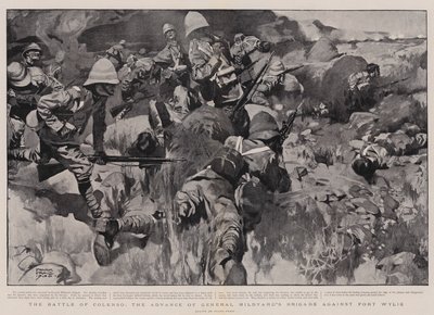 A Batalha de Colenso, o avanço da Brigada do General Hildyard contra o Fort Wylie de Frank Craig