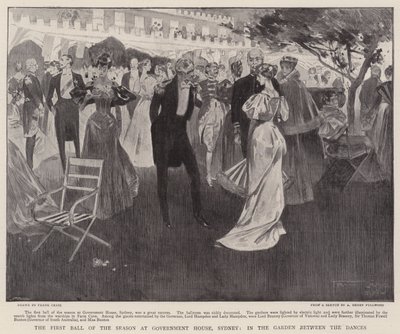 O primeiro baile da temporada na casa do governo, Sydney, no jardim entre as danças de Frank Craig