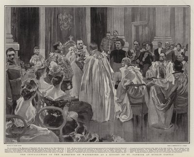 A instalação do marquês de Waterford como um cavaleiro de São Patrício no Castelo de Dublin de Frank Craig