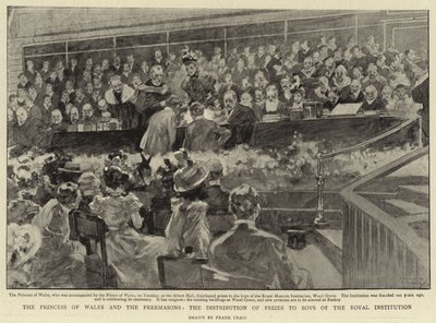 A princesa de Gales e os maçons, a distribuição de prêmios aos meninos da instituição real de Frank Craig