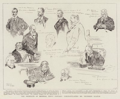 As perspectivas do Imperial Penny Postage, parabenizando o Sr. Henniker Heaton de Frank Craig