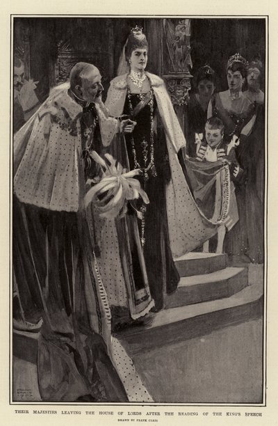 Suas Majestades deixando a Câmara dos Lordes após a leitura do discurso do rei de Frank Craig