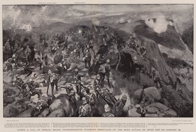 Sob um granizo de conchas, resistência teimosa do Major Thorneycroft do ataque de Boer em Spion Kop em 24 de janeiro de Frank Craig