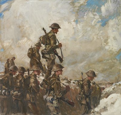 Pelas seivas a Pozieres, c.1918 (óleo sobre tela) de Frank Crozier