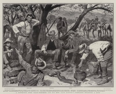 Um Notorious Boer Train-Wrecker e seus homens, Commando de Jack Hinton desfrutando de um descanso de Frank Dadd