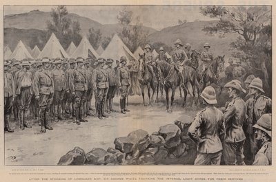 Após o Storming of Lombard&39;s Kop, Sir George White agradece ao Imperial Light Horse por seus serviços de Frank Dadd