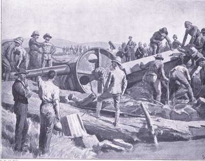 Colocando uma arma em um lugar desagradável, ilustração de After Pretoria: The Guerilla War, 1902 de Frank Dadd
