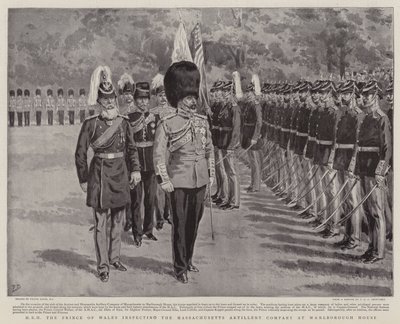 SAR o Príncipe de Gales inspecionando a Companhia de Artilharia de Massachusetts em Marlborough House de Frank Dadd