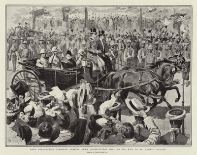 Lord Kitchener&39;s Carriage passando por Constitution Hill a caminho do Palácio de St. James de Frank Dadd