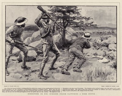 Renda-se ou morra! Polícia de Burgher capturando um atirador furtivo Boer de Frank Dadd