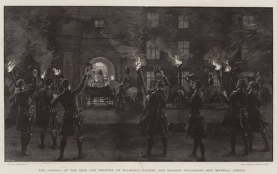 A chegada do Czar e Czaritsa no Castelo de Balmoral, Sua Majestade recebe seus hóspedes imperiais de Frank Dadd