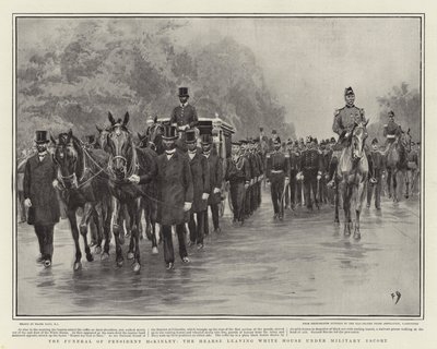 O funeral do presidente McKinley, o carro funereiro deixando a Casa Branca sob escolta militar de Frank Dadd