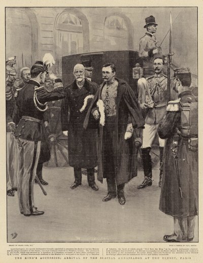 A chegada do rei, chegada do embaixador especial no Elysee, Paris de Frank Dadd