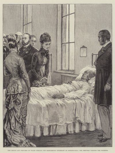 O Príncipe e Princesa de Gales abrindo a Enfermaria de Marylebone em Notting-Hill, a Princesa visitando os Pacientes de Frank Dadd