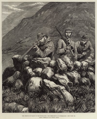 O Príncipe de Gales nas Terras Altas, a Deer-Drive em Invercauld de Frank Dadd