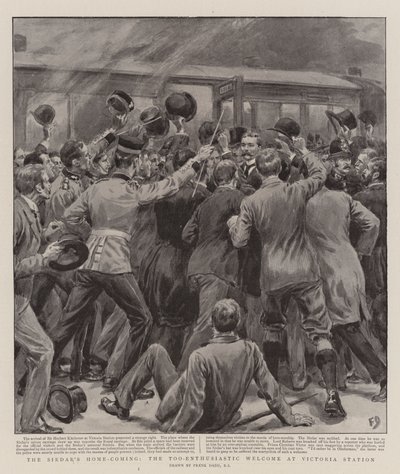A vinda à casa do Sirdar, a bem-vinda entusiasta na estação de Victoria de Frank Dadd