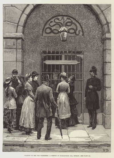 Esperando para ver os presos, um esboço na prisão de Kilmainham, Dublin de Frank Dadd