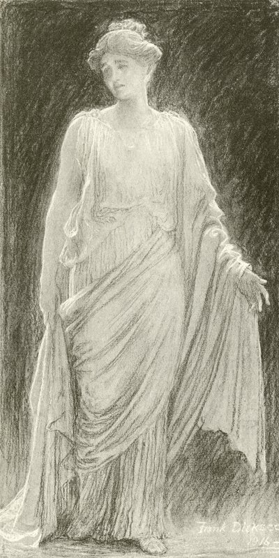Madame de Navarro (Mary Anderson) como Hermione em um conto de inverno (gravura) de Frank Dicksee