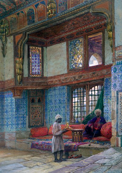 Recesso na sala de recepção da casa Mufti Sheik El Mahadis, Cairo, 1873 de Frank Dillon