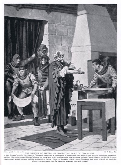O assassinato de Thomas Woodstock, duque de Gloucester AD1336, década de 1920 de Frank Gillett
