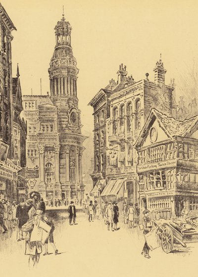 Manchester, The Royal Exchange e Old Market Place (litografia) de Frank Greenwood