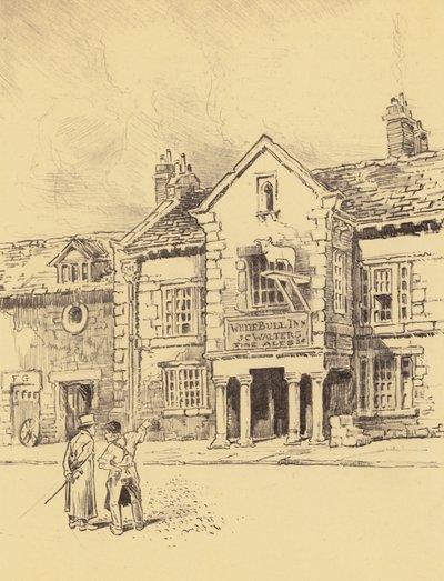 Ribchester, uma antiga estalagem (litografia) de Frank Greenwood
