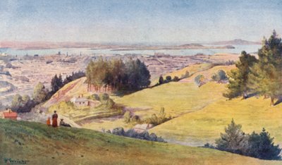 Nova Zelândia: Auckland (litografia a cores) de Frank H Wright