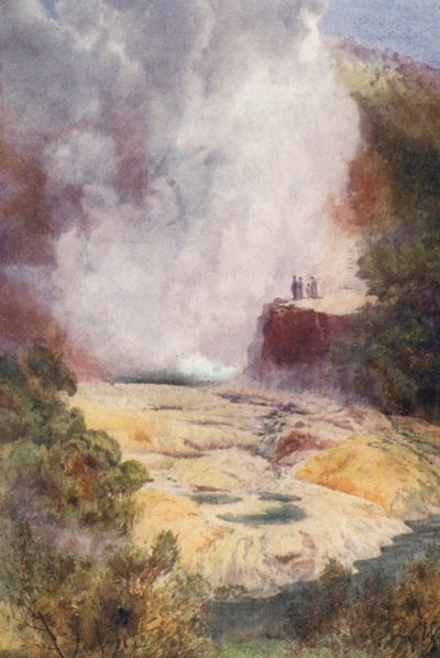 Nova Zelândia: O Caldeirão de Champanhe (litografia a cores) de Frank H Wright