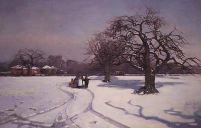 Uma paisagem de inverno ensolarado de Frank Hind