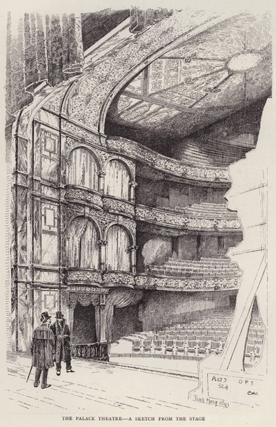 Interior do Palace Theatre, Londres (litho) de Frank Murray