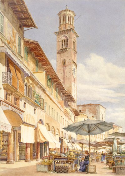 A Piazza delle Erbe, Verona, junho-setembro de 1884 de Frank Randal