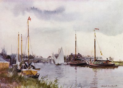 Norfolk Broads: Em Potter Heigham (cor litho) de Frank Southgate