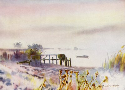 Norfolk Broads: Frosty Sunrise on Ormesby Broad (cor litho) de Frank Southgate