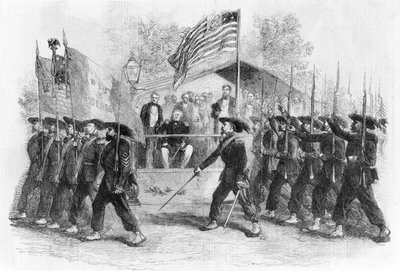 Marcha da "Guarda Garibaldi" perante o Presidente Lincoln, 1861-1865 (c1880) de Frank Vizetelly