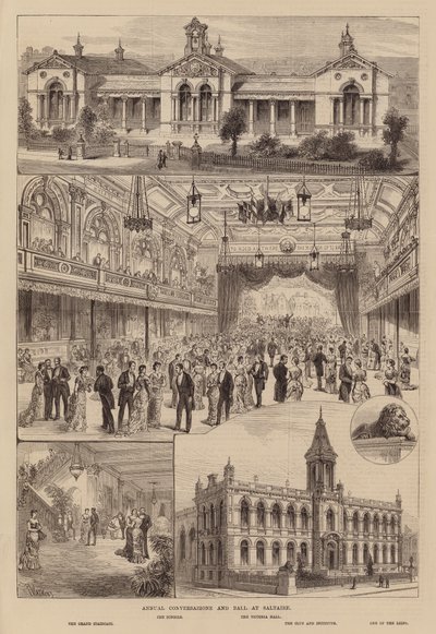 Conversação anual e baile em Saltaire, Yorkshire (gravura) de Frank Watkins