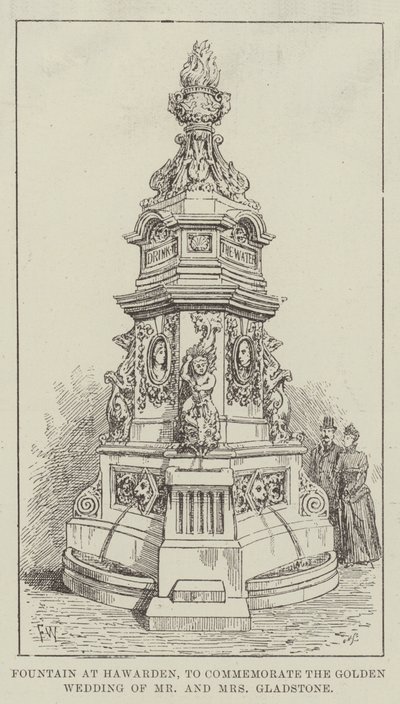 Fonte no Hawarden, para comemorar o casamento de ouro do Sr. e da Sra. Gladstone de Frank Watkins