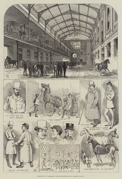 Esboços no Repositório de Cavalos de Aldridge, St. Martin&39;s-Lane de Frank Watkins