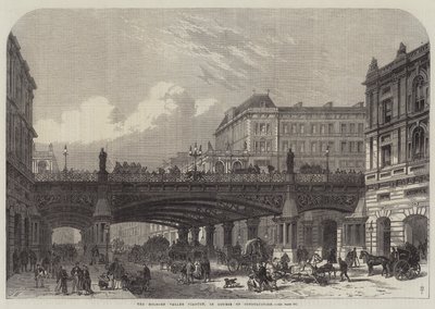 O viaduto do vale de Holborn, no curso da construção de Frank Watkins
