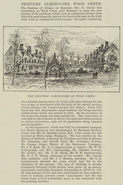 Almshouses das impressoras em madeira verde de Frank Watkins