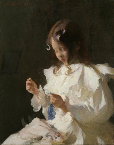 Retrato de uma criança a coser de Frank Weston Benson