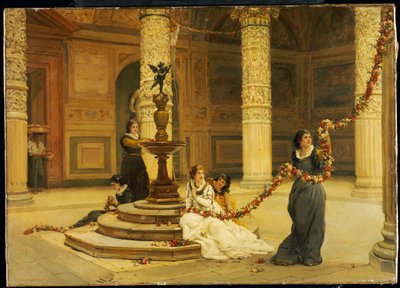 A manhã do festival - Itália central, 1876 de Frank William Warwick Topham
