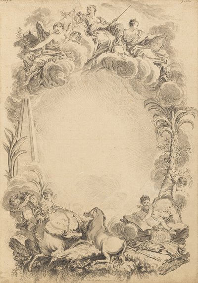 Design para um escudo em honra de William Earl Cowper (ca. 1665-1723) de François Boucher