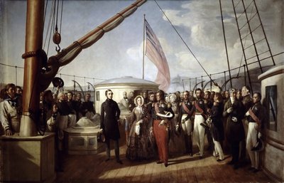 A rainha Vitória recebeu o rei Louis Philippe I a bordo do Royal Yacht, em 2 de setembro de 1843 de François Auguste Biard