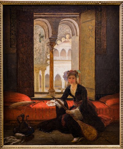 Sultana num interior (óleo sobre tela) de François Auguste Biard