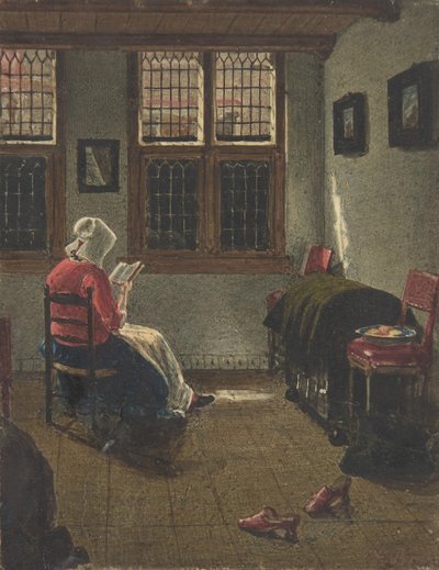 Uma mulher lendo, segundo Pieter Janssens Elinga, 1846-47. de François Bonvin