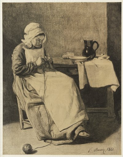 Servo de tricô, 1861 de François Bonvin