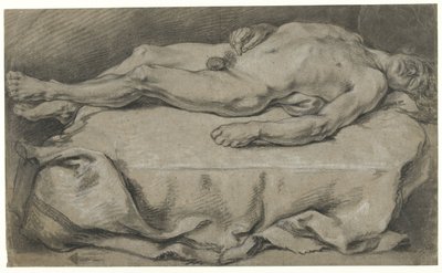 Estudo anatómico do nu masculino reclinável de François Boucher (manner of)